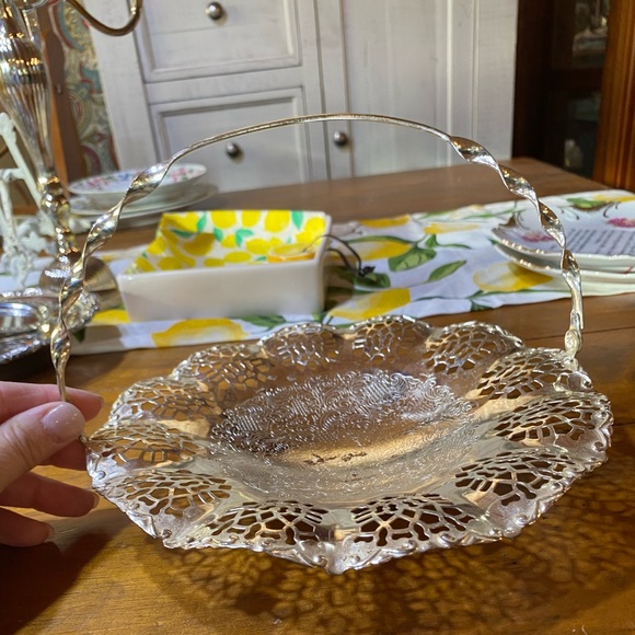 Silver plate reticulated basket, wedding basket